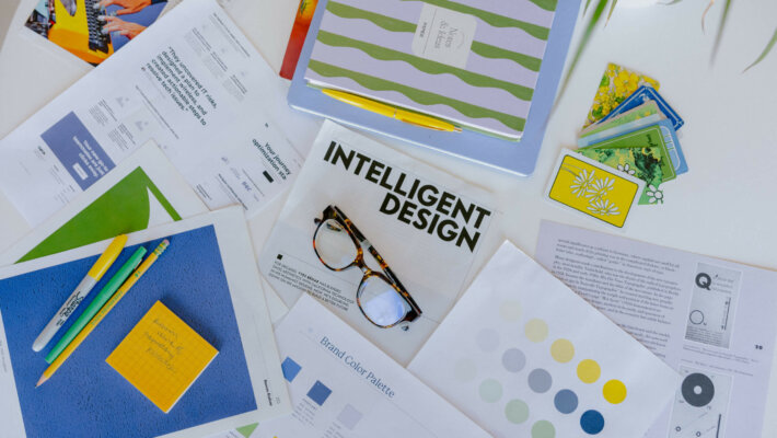 intelligent design design inspiration images on a table with glasses